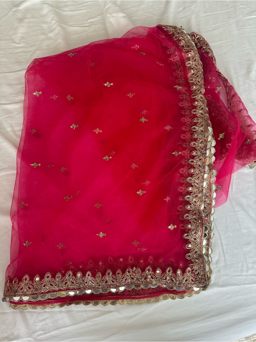 Fuchsia A-Line Embroidered Lehenga Skirt with Gold Detailing - Picture 8 of 16